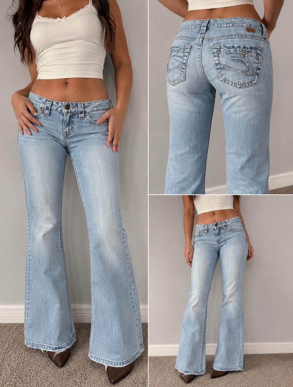 Y2K Indie Sleaze Silver Jeans Tuesday Bootcut Size 25 Light Wash Denim Low Rise